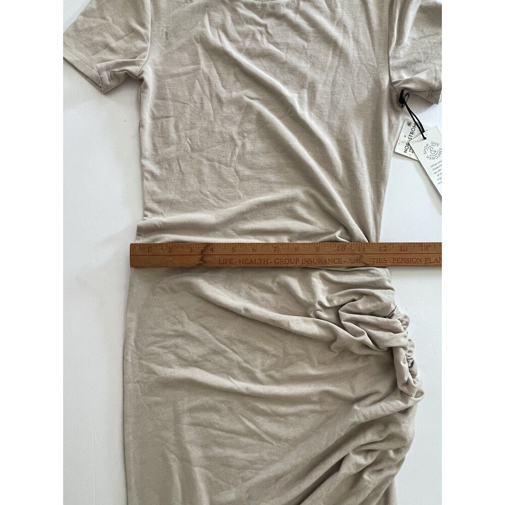 NEW Treasure & Bond Side Ruched Body-con Dress In Beige Size XXS - Picture 7 of 10